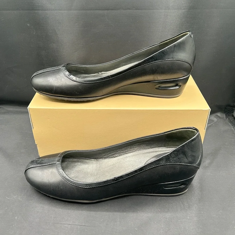 Cole Haan Air Tali Black Leather NikeAir Wedge Pumps Shoes D30148 Womens 8B